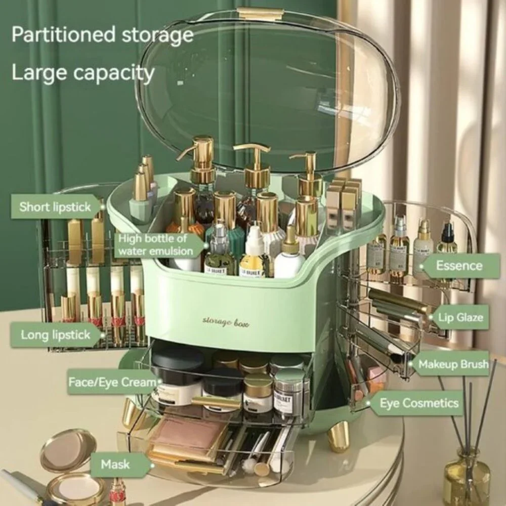 New Upgrade Large Makeup Organizer, Clear Vanity Case for Skincare & Cosmetics
